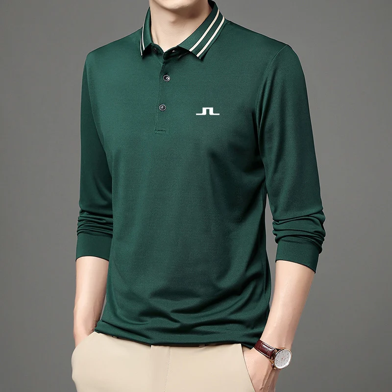 2023 Korean New Men's Solid Color J Lindeberg GOLF Casual Long Sleeve T-shirt Business Lapel Button Anti-wrinkle Polo Shirt Top 
2023 Korean New Men's Solid Color J Lindeberg GOLF Casual Long Sleeve T-shirt Business Lapel Button Anti-wrinkle Polo Shirt Top