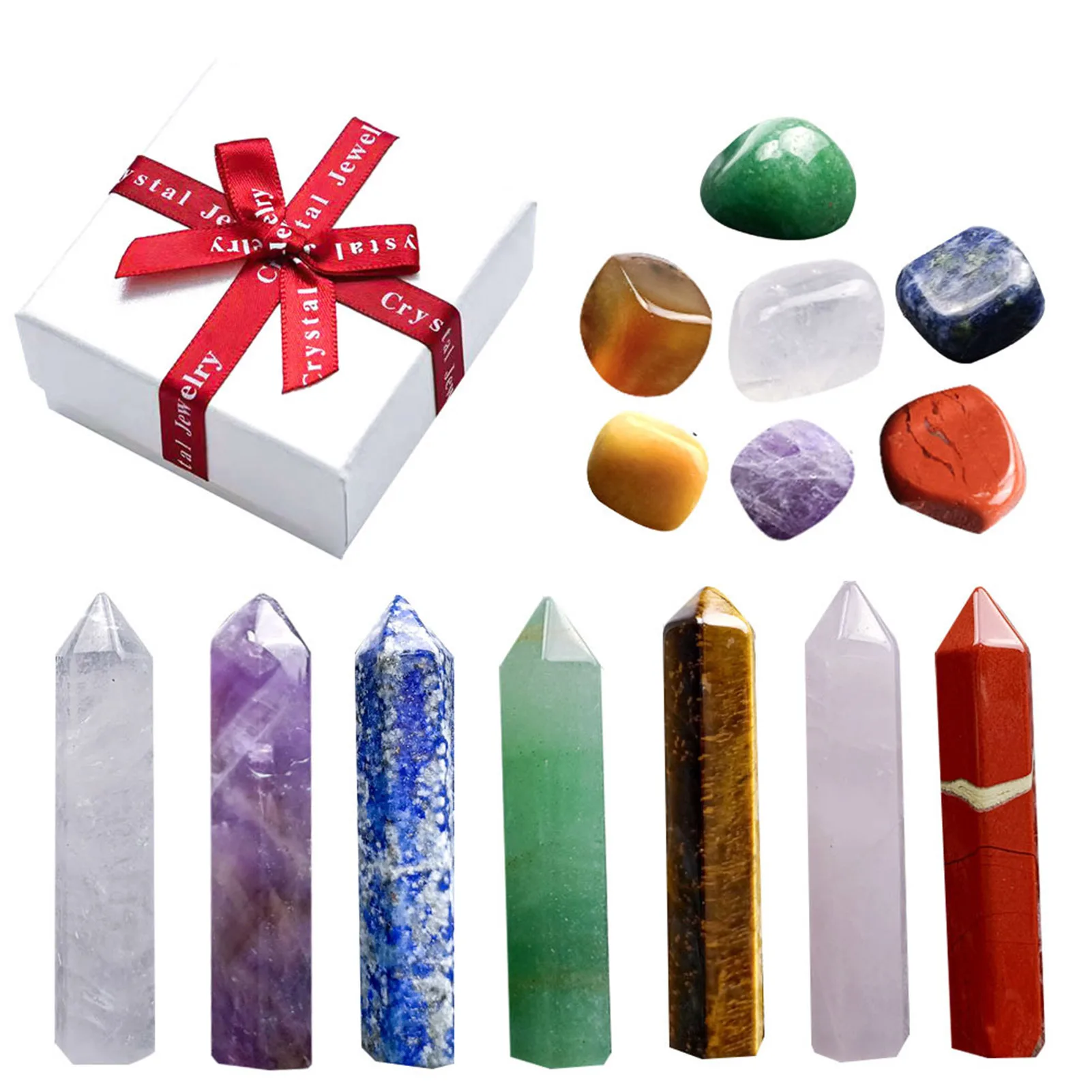 14pcs Seven Chakra Energy Healing Stone Combination Set Natural Crystal Gemstone Hexagonal Column Ornaments Decoration Gifts Box
14pcs Seven Chakra Energy Healing Stone Combination Set Natural Crystal Gemstone Hexagonal Column Ornaments Decoration Gifts Box