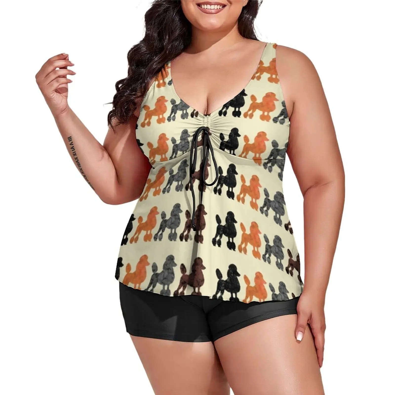 Cute Poodle Print Tankini Swimsuit Four Dogs Two Piece Set Fitness Swimwear Woman Fashion Bathing Suits Beach Outfits Plus Size
Cute Poodle Print Tankini Swimsuit Four Dogs Two Piece Set Fitness Swimwear Woman Fashion Bathing Suits Beach Outfits Plus Size
