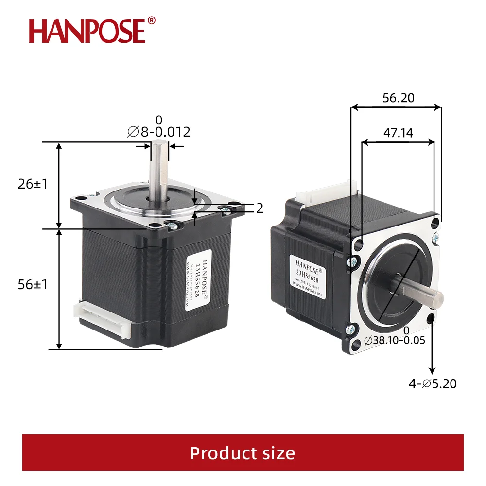 Шаговый двигатель HANPOSE 23HS4128/5128/5628/7628
Шаговый двигатель HANPOSE 23HS4128/5128/5628/7628