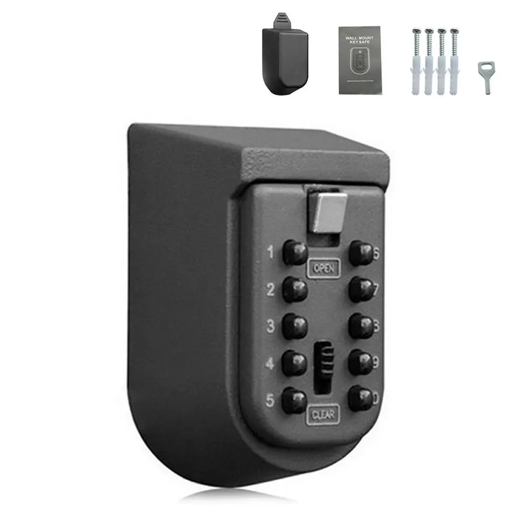 Wall Mounted Outdoor Key Storage Lock Box 10 Digit Push-Button Combination Password Key Safe Box Resettable Code Key Holder 
Wall Mounted Outdoor Key Storage Lock Box 10 Digit Push-Button Combination Password Key Safe Box Resettable Code Key Holder
