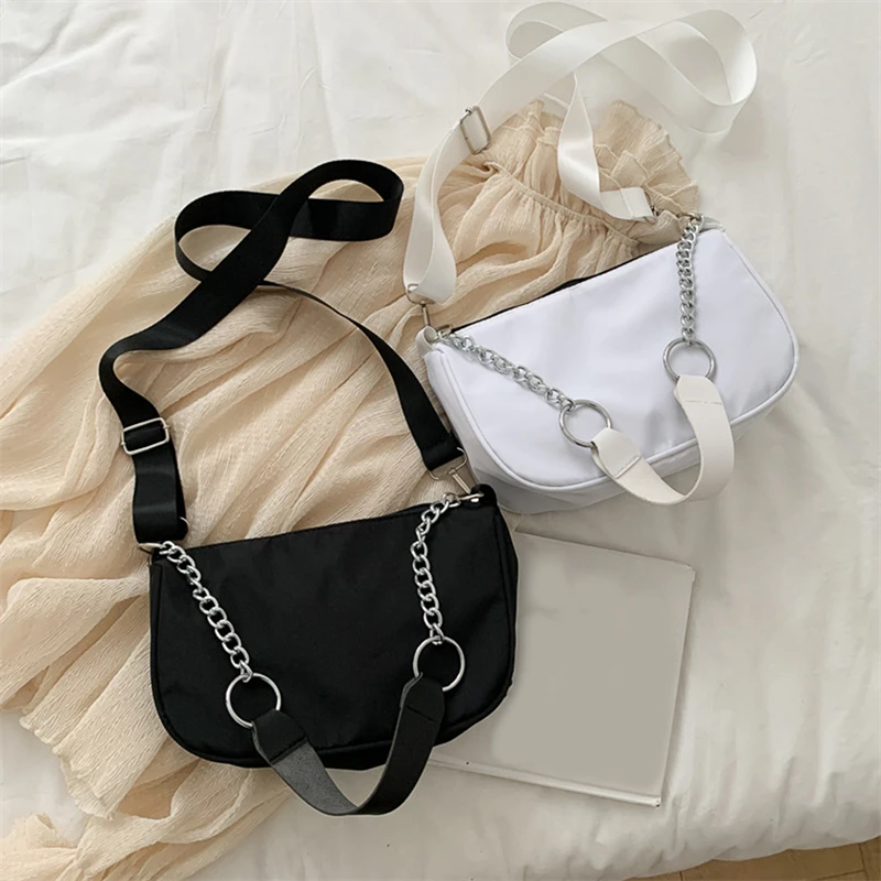 Women Shoulder Bags Casual Nylon Chain Bag Black Vintage Crossbody Bags Ladies Street Armpit Bag Girls Solid Color Handbags
Women Shoulder Bags Casual Nylon Chain Bag Black Vintage Crossbody Bags Ladies Street Armpit Bag Girls Solid Color Handbags