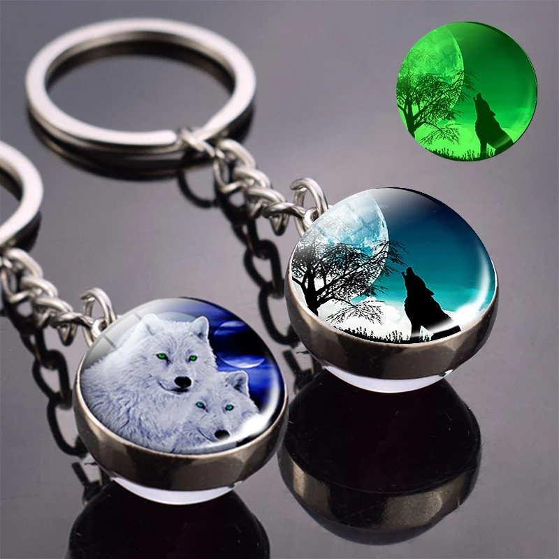Glow in the Dark Wolf Key Chain Howling Wolf and Moon Keyring Double Side Glass Ball Keychain Wolf Head Pendant Key Ring
Glow in the Dark Wolf Key Chain Howling Wolf and Moon Keyring Double Side Glass Ball Keychain Wolf Head Pendant Key Ring