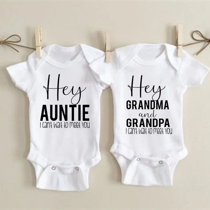 

Hey Aunt I Can't Wait To Meet You Announcement Baby Bodysuit Summer Boy Girl Romper Pregnancy Reveal Clothes Infant Shower Gifts