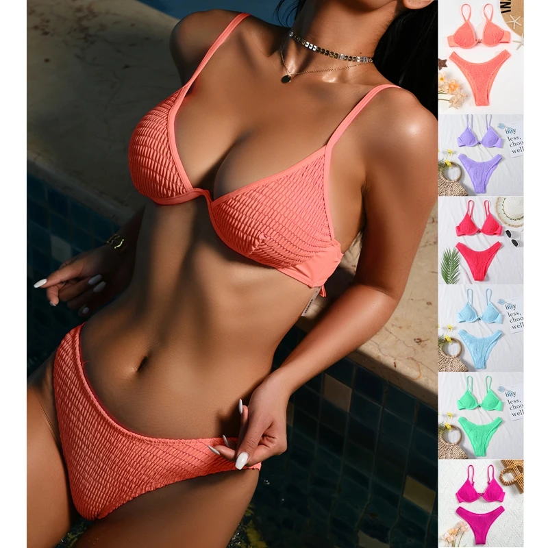 Summer Women Two Piece Swimsuit Ladies Sexy Solid Color Sleeveless Push Up Padded Bikini Bra with Briefs Summer Bathing Suit 
Summer Women Two Piece Swimsuit Ladies Sexy Solid Color Sleeveless Push Up Padded Bikini Bra with Briefs Summer Bathing Suit