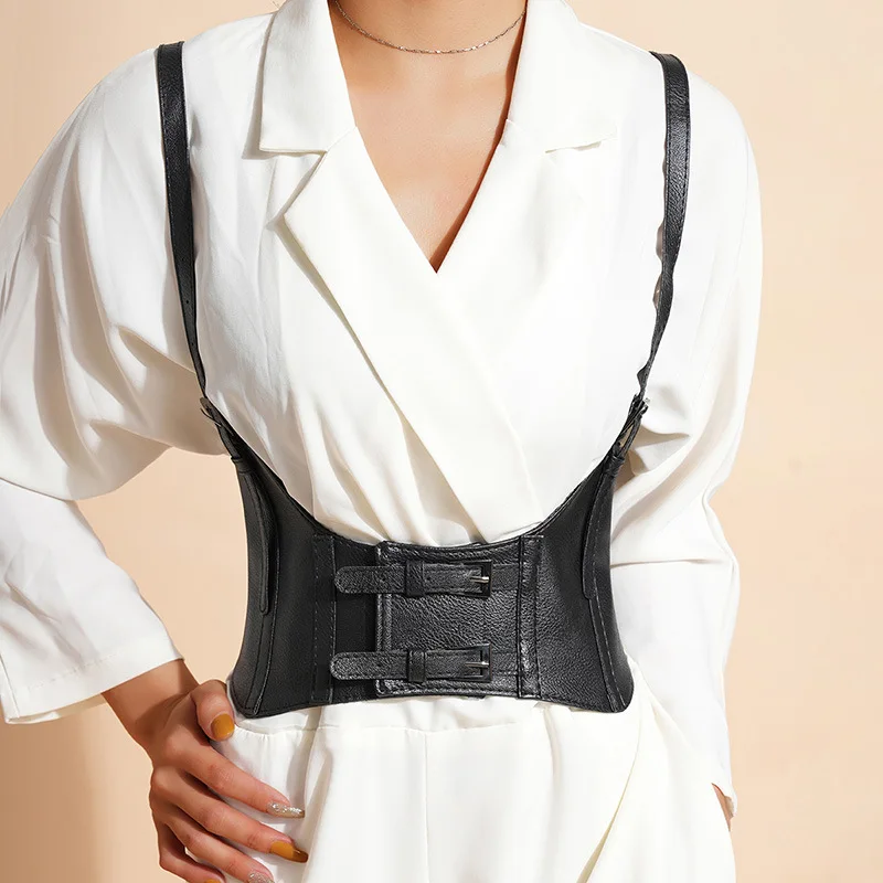 

Женский винтажный Готический корсет под грудью из искусственной кожи, короткий топ, Однотонный Регулируемый жилет с ремнем на талии и двойной пряжкой