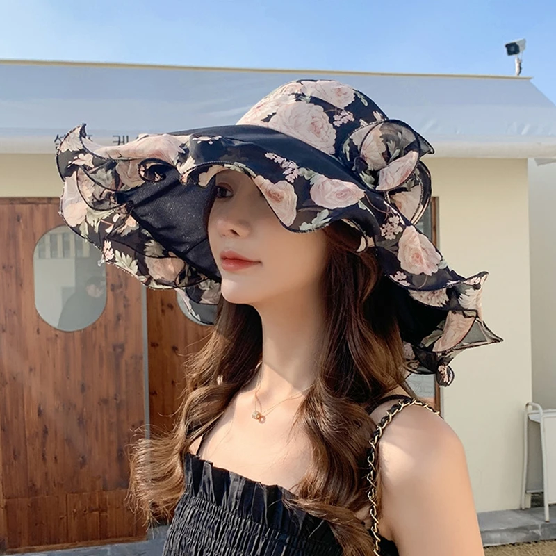 Hat For Women Organza Sun Hats Flowers Elegant Large Wide Brim Ladies Wedding Church Fedoras
Hat For Women Organza Sun Hats Flowers Elegant Large Wide Brim Ladies Wedding Church Fedoras
