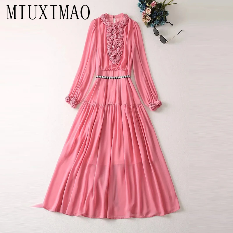 MIUXIMAO 2023 High Quality Spring&Summer Elegant Dress Long Sleeve O-Neck Pink Rose Solid Fashion Long Dress Women Vestide
MIUXIMAO 2023 High Quality Spring&Summer Elegant Dress Long Sleeve O-Neck Pink Rose Solid Fashion Long Dress Women Vestide