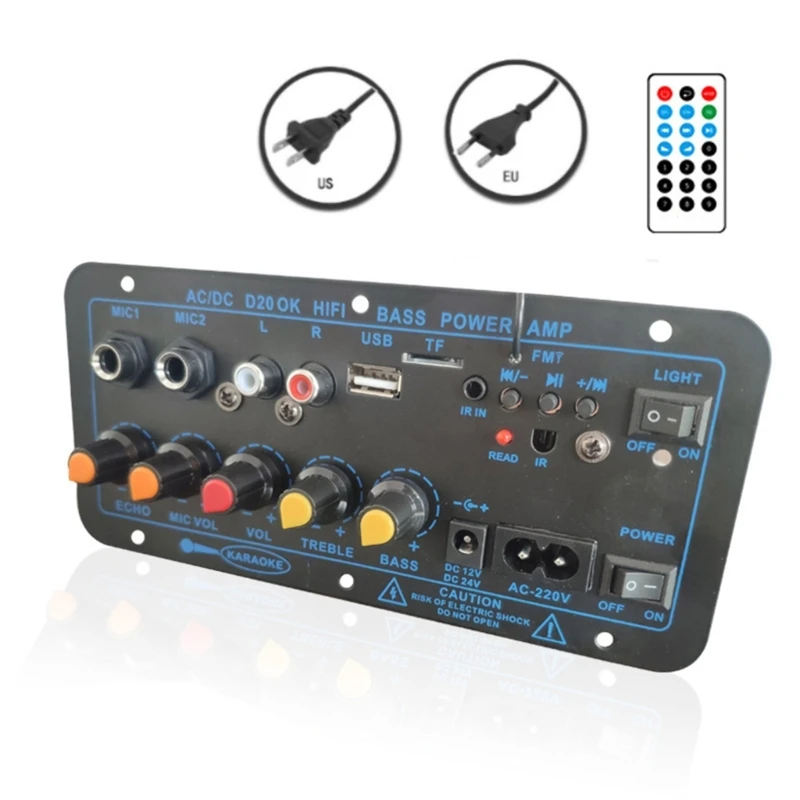 

Digital Amplifier 200W BT5.0 Power AMP- Bass Treble FM- Music Subwoofer Media Player Support USB AUX- Input Drop Shipping