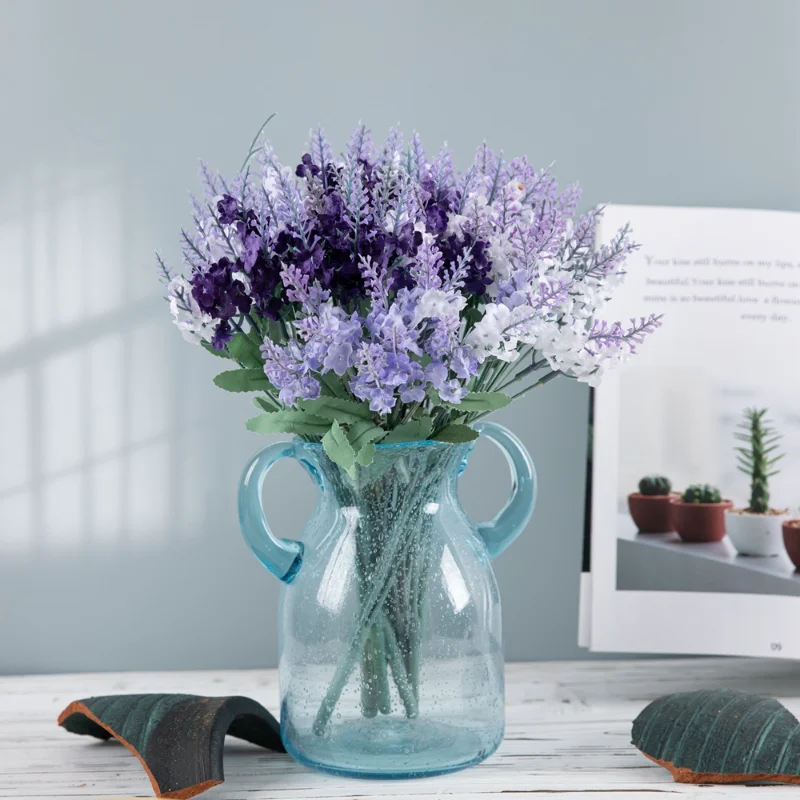 

10 Heads Romantic Provence Lavender Silk Artificial Flowers Purple Bouquet for DIY Home Wedding Decoration Plastic Fake Flowers
