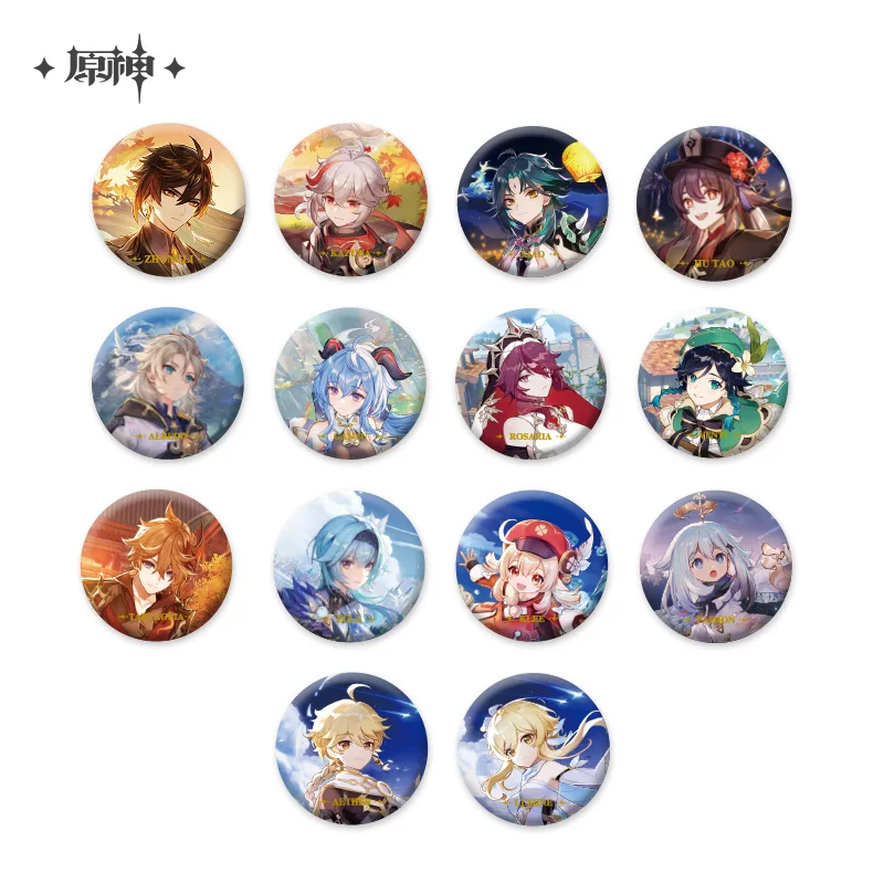 Genshin Impact Original 58mm Metal Badge Game Kazuha Hu Tao Xiao Tartaglia Albeto Ganyu Venti Zhongli Brooch Pins
Genshin Impact Original 58mm Metal Badge Game Kazuha Hu Tao Xiao Tartaglia Albeto Ganyu Venti Zhongli Brooch Pins
