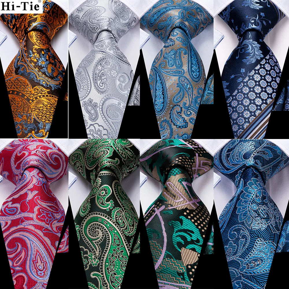 

Hi-Tie дизайнерские зеленые с Пейсли 63 дюйма мужской шелковый галстук Экстра длинные галстуки для мужчин Тканые Классические 160 см мужские гал...