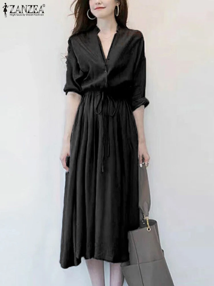 ZANZEA Fashion Work OL Dress Spring Stand Collar Short Sleeve Midi Dresses Female Casual Elegant Sundress Women Party Robe 2023
ZANZEA Fashion Work OL Dress Spring Stand Collar Short Sleeve Midi Dresses Female Casual Elegant Sundress Women Party Robe 2023