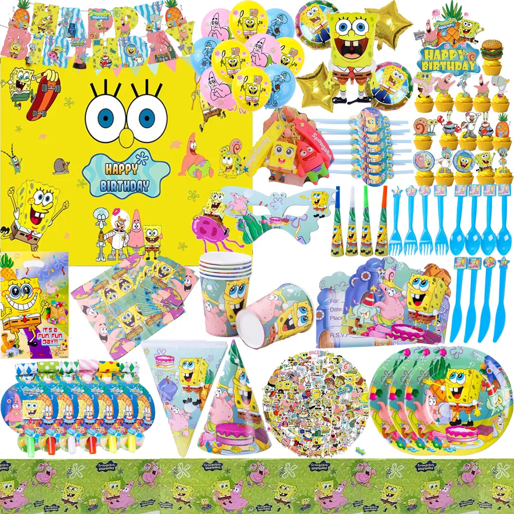 Animated Cartoon Sponge-Bob Kilds Birthday Decoration Paper Cups Plate Tablecloth Party Tableware For Baby Shower Supplies Gifts
Animated Cartoon Sponge-Bob Kilds Birthday Decoration Paper Cups Plate Tablecloth Party Tableware For Baby Shower Supplies Gifts