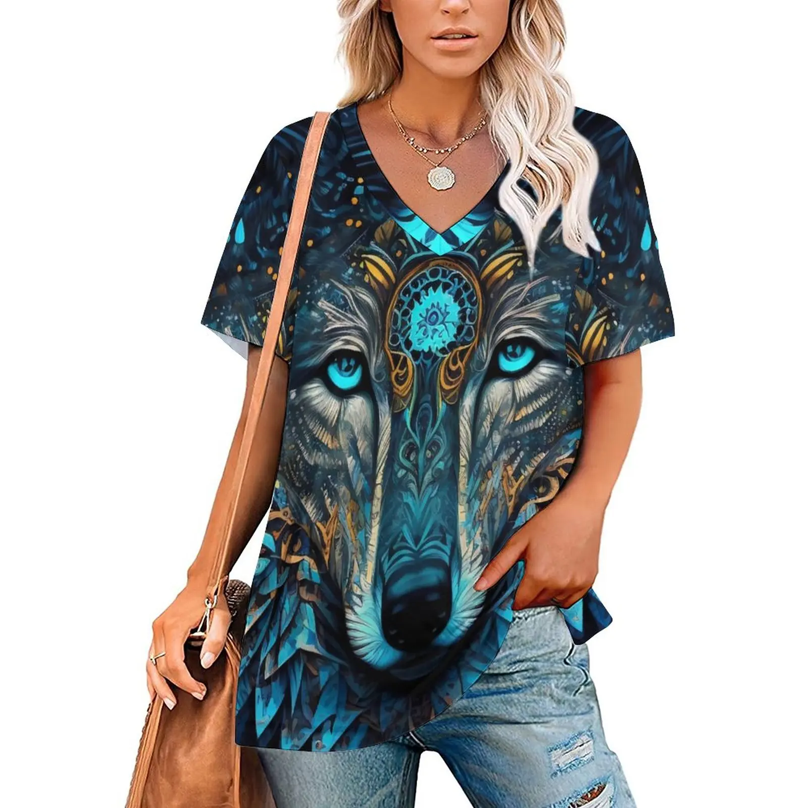 Mandala Wolf T-Shirts Funny Animal V Neck Street Wear Oversized T Shirt Short Sleeve Womens Trendy Tshirt Summer Custom Tops
Mandala Wolf T-Shirts Funny Animal V Neck Street Wear Oversized T Shirt Short Sleeve Womens Trendy Tshirt Summer Custom Tops