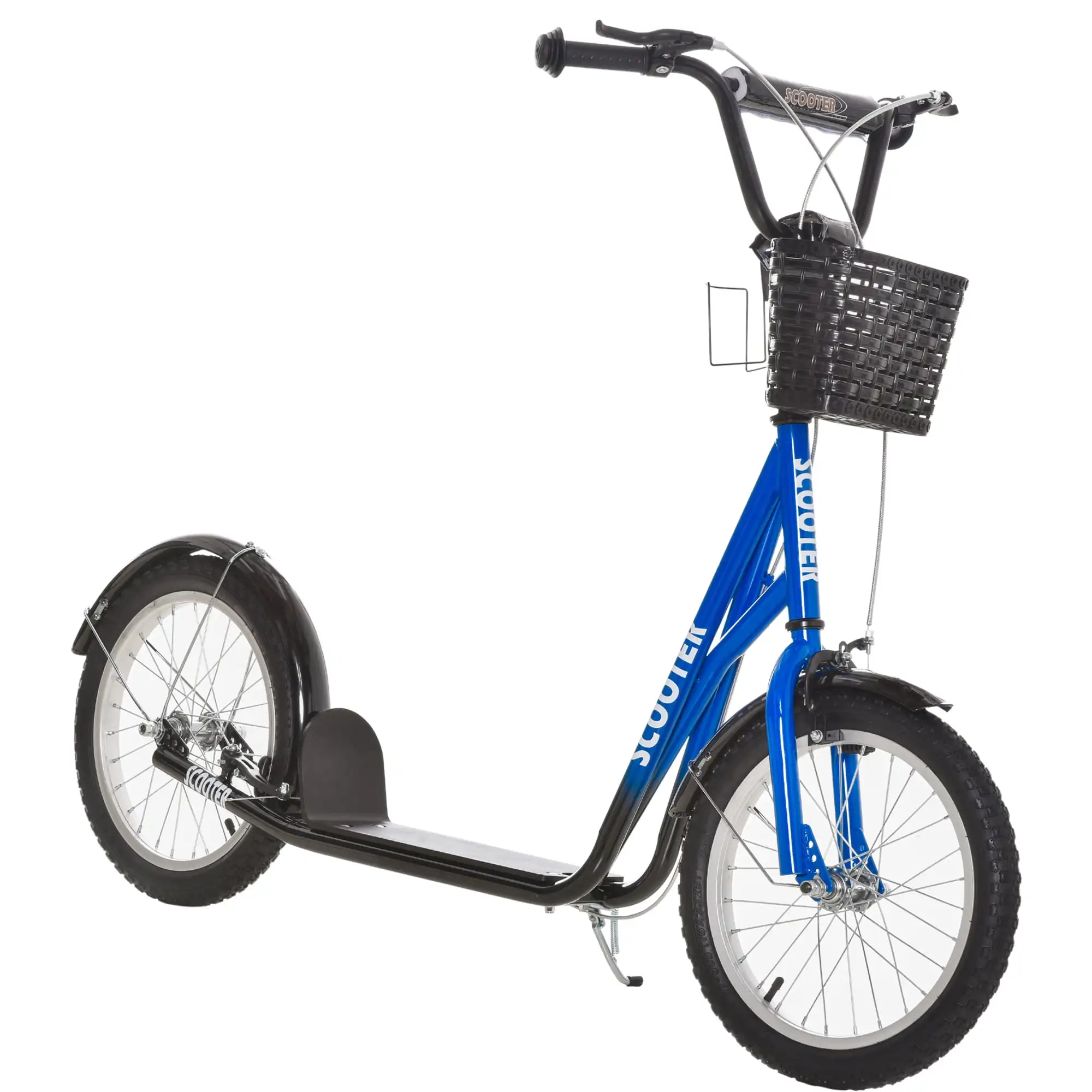 Youth Scooter, Kick Scooter with Adjustable Handlebars, Double Brakes, 16" Inflatable Rubber Tires, Basket, Cupholder, Blue
Youth Scooter, Kick Scooter with Adjustable Handlebars, Double Brakes, 16" Inflatable Rubber Tires, Basket, Cupholder, Blue