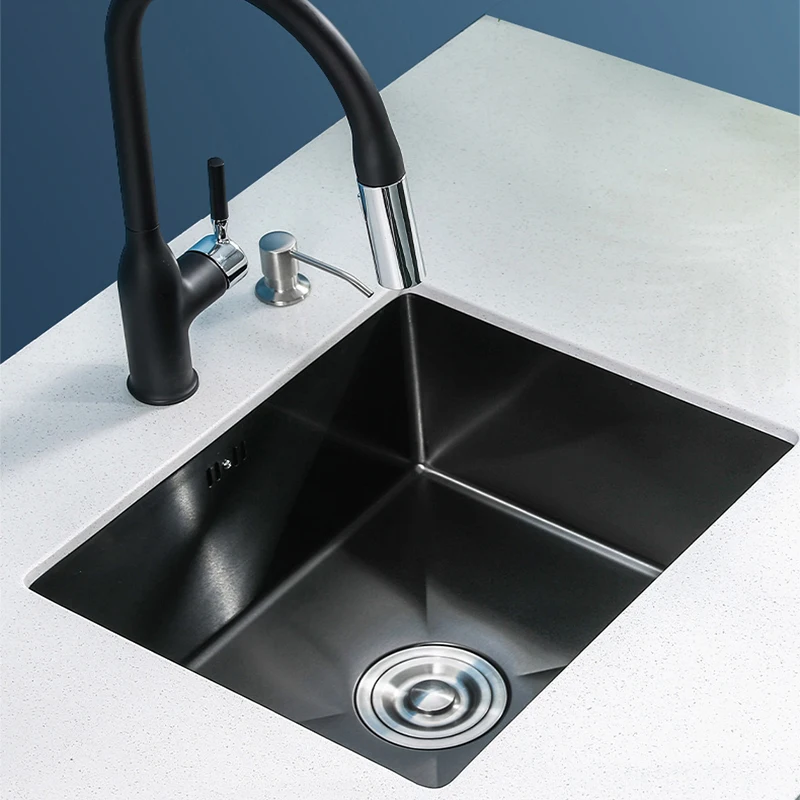 

38x30cm Small Black Bar Sink 304 Stainless Steel Kitchen Sink Undermount Single Bowl For Home Improvement With Drain Accessories