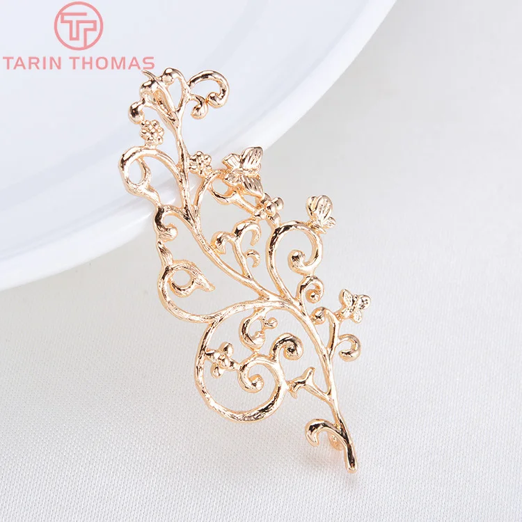 

(1876)4PCS 21x45MM 24K Champagne Gold Color Brass Butterfly with Leaf Leaves Charm Pendants for DIY Jewelry Making Findings