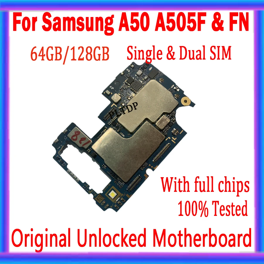 

Motherboard For Samsung Galaxy A50 A505F/A505FN Motherboard 64GB 128GB Logic Board With Full chips Android System Mainboard