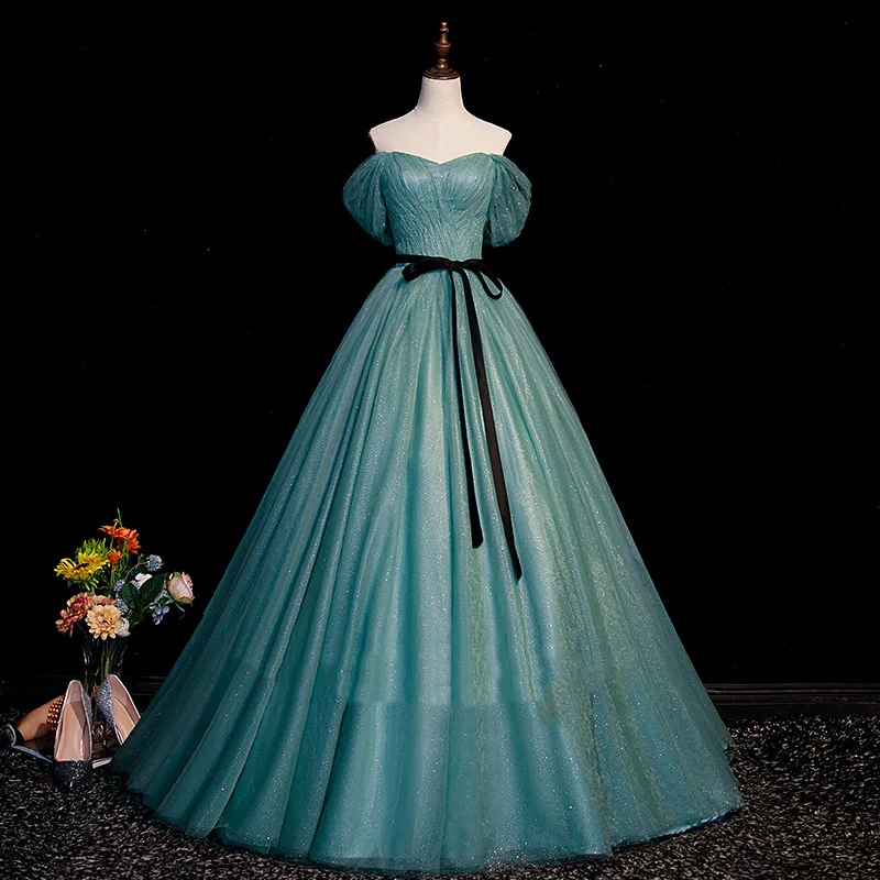 Vintage Quinceanera Dresses Off The Shoulder Party Dress Glitter Tulle Pleated Ball Gown With Belt Shinny Sequin Girl Prom Dress
Vintage Quinceanera Dresses Off The Shoulder Party Dress Glitter Tulle Pleated Ball Gown With Belt Shinny Sequin Girl Prom Dress