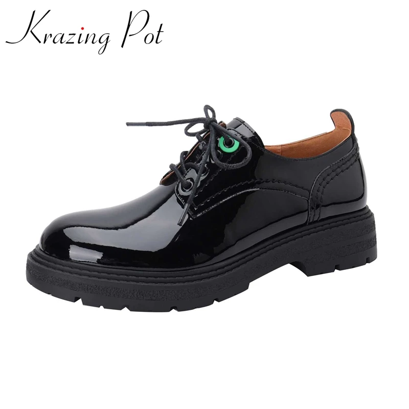 krazing pot cow patent leather round toe med heel classic colors preppy style young lady daily wear cross-tied women pumps L09
krazing pot cow patent leather round toe med heel classic colors preppy style young lady daily wear cross-tied women pumps L09
