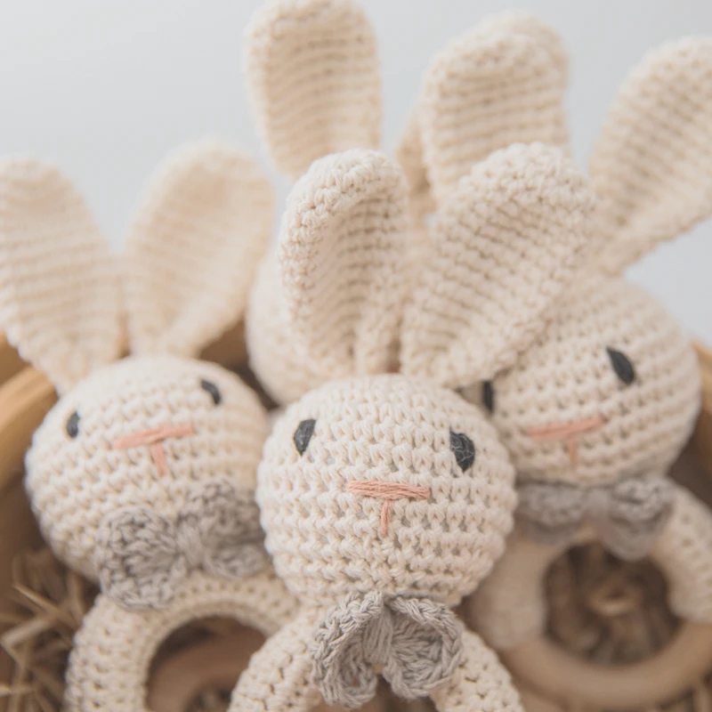 

Baby Rattle Crochet Amigurumi Bunny Rattle Bell Newborn Knitting Gym Toy Educational Teether Baby Mobile Rattle Toys 0-12 Months