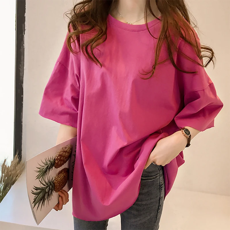 2022 Summer Clothes Tshirt Women Loose Casua Tops Korean Fashion Soild Cotton Short Sleeve Round Neck Tshirts Tee Shirt Femme
2022 Summer Clothes Tshirt Women Loose Casua Tops Korean Fashion Soild Cotton Short Sleeve Round Neck Tshirts Tee Shirt Femme