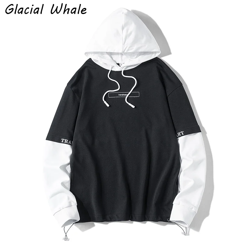 

GlacialWhale Mens Hoodies Men Oversized New Printed Sweatshirt Japanese Streetwear Harajuku Casual Black Hoodie Men Sweatshirts