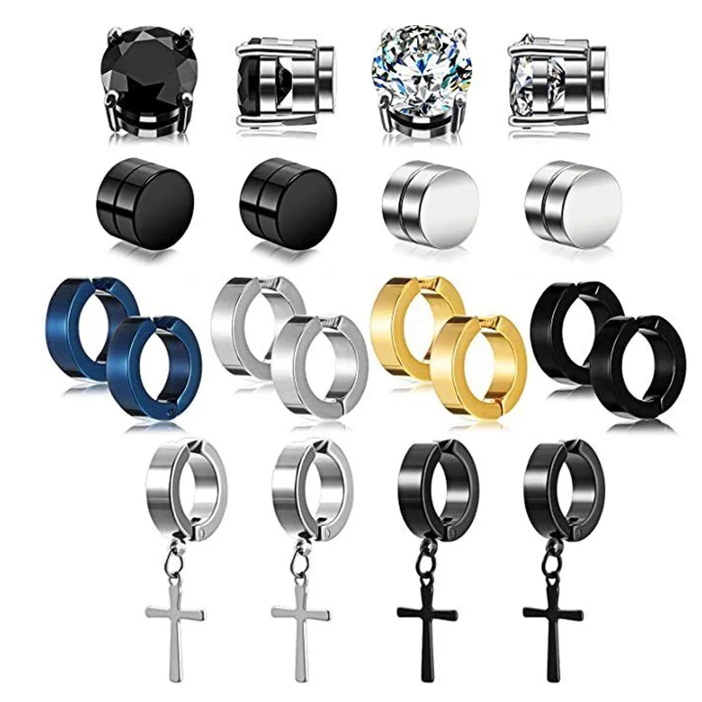 2pcs Punk Mens Strong Magnet Magnetic Ear Stud Set Non Piercing Earrings Fake Cross Earrings Gift for Boyfriend Lover Jewelry
2pcs Punk Mens Strong Magnet Magnetic Ear Stud Set Non Piercing Earrings Fake Cross Earrings Gift for Boyfriend Lover Jewelry