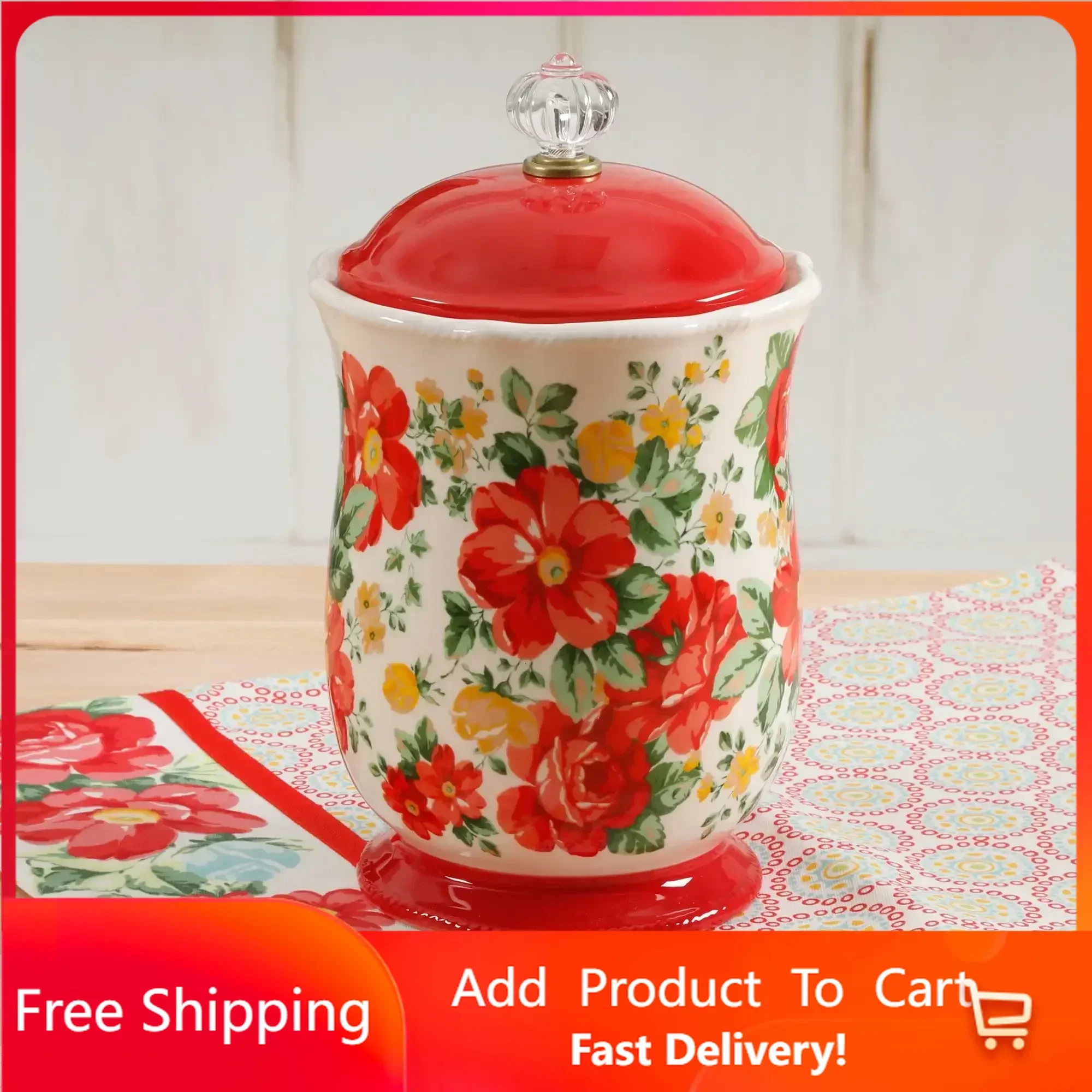 Vintage Floral Canister with Acrylic Knob, 10", Kitchen Storage Container, Kitchen Items,Kitchen Organizer and Storage Container
Vintage Floral Canister with Acrylic Knob, 10", Kitchen Storage Container, Kitchen Items,Kitchen Organizer and Storage Container