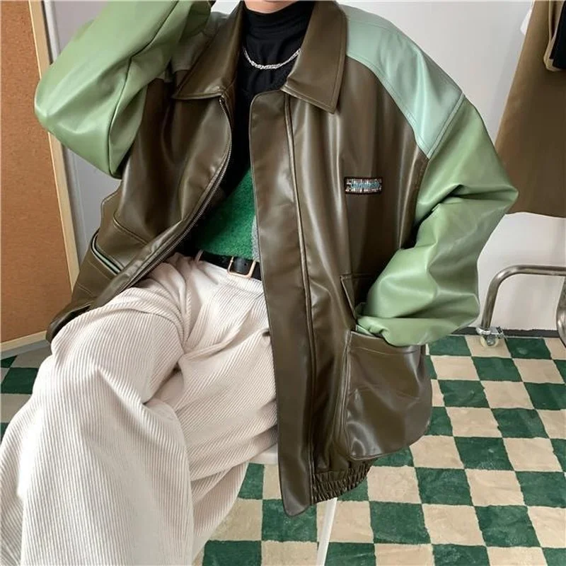 High Street PU Leather Jackets Men Women Clothes Motorcycle Windbreaker Bomber Jacket Coats Stitching Men Clothing Casual Coat
High Street PU Leather Jackets Men Women Clothes Motorcycle Windbreaker Bomber Jacket Coats Stitching Men Clothing Casual Coat