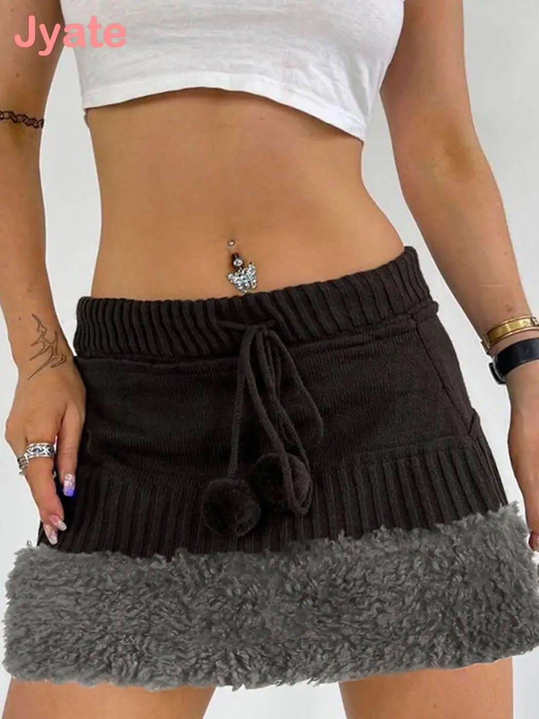 Jyate Vintage Brown Knitted Mini Skirts Women Retro Fur Patchwork Lace-up Aesthetic Bottoms Ladies Fairy Grunge A-line Skirts
Jyate Vintage Brown Knitted Mini Skirts Women Retro Fur Patchwork Lace-up Aesthetic Bottoms Ladies Fairy Grunge A-line Skirts
