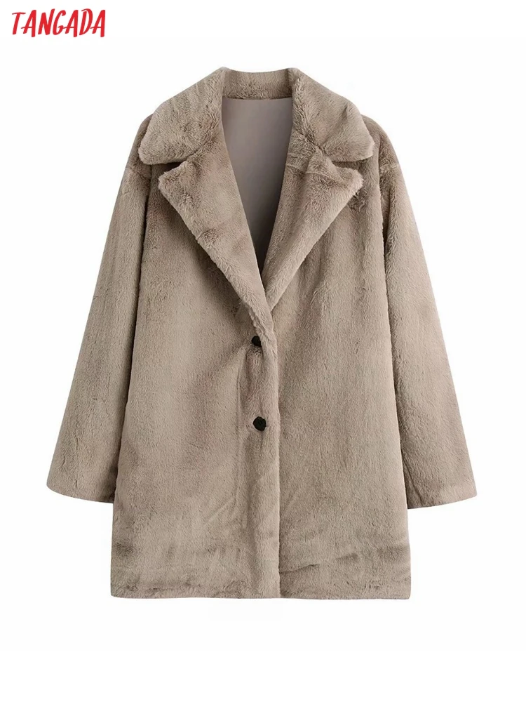 Tangada Women 2021 Winter Faux Fur Coat Vintage Long Sleeve Pockets Female Outerwear Chic Overcoat BE703
Tangada Women 2021 Winter Faux Fur Coat Vintage Long Sleeve Pockets Female Outerwear Chic Overcoat BE703