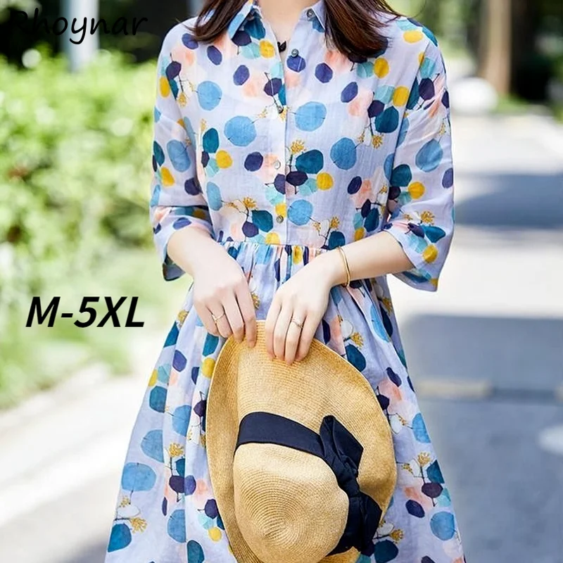Short Sleeve Dress Women Print Classy Midi All-match Beach Holiday A-line Fashion Elegant Korean Style Oversize Summer New Ins
Short Sleeve Dress Women Print Classy Midi All-match Beach Holiday A-line Fashion Elegant Korean Style Oversize Summer New Ins