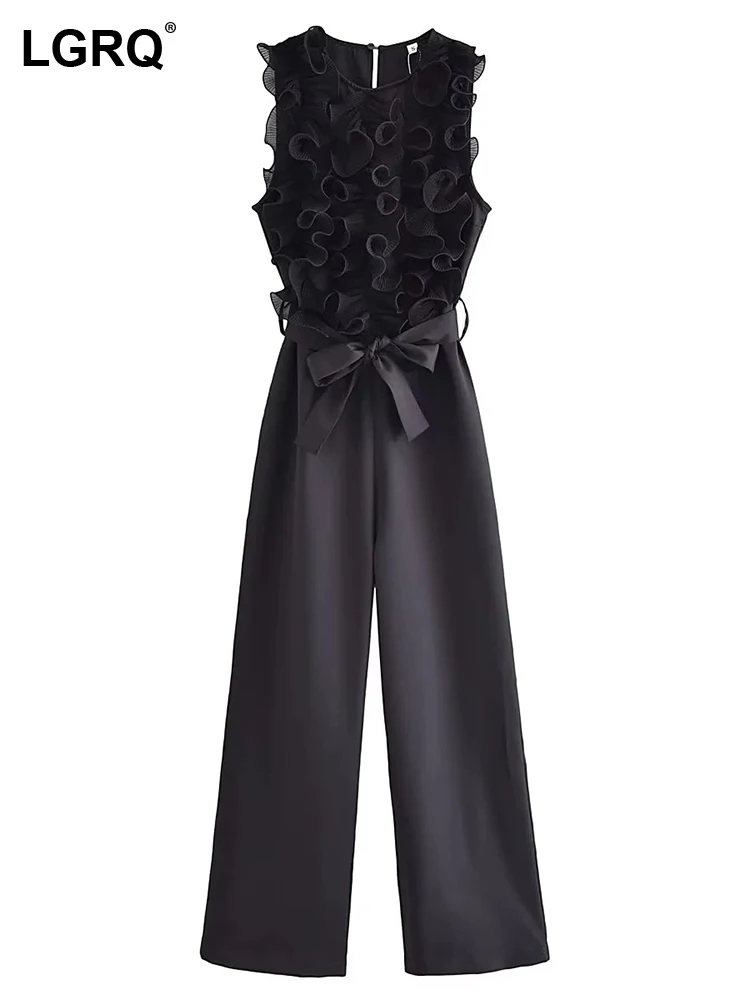 LGRQ 2023 Fashion New Ruffle Design Women's Sleeveless Vest Splicing Straight Pants Jumpsuits Girls Street Wear Elegant 19F1691
LGRQ 2023 Fashion New Ruffle Design Women's Sleeveless Vest Splicing Straight Pants Jumpsuits Girls Street Wear Elegant 19F1691