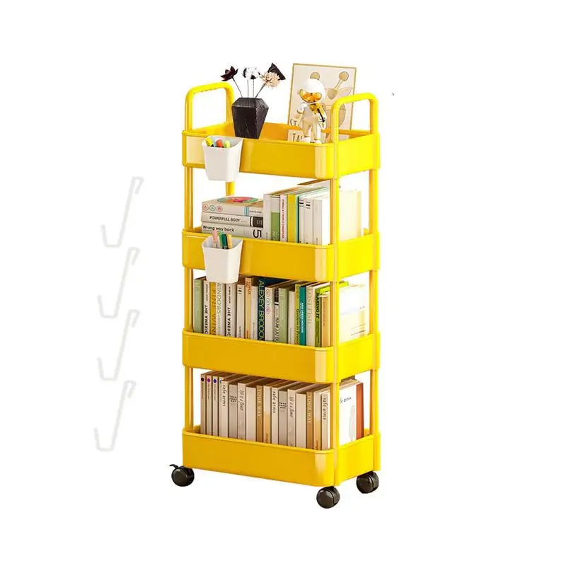 Storage Rolling Cart 3/4 Tiers Movable Bookshelf Book Storage Rolling Cart with Wheels & Hooks for Home Office Organization
Storage Rolling Cart 3/4 Tiers Movable Bookshelf Book Storage Rolling Cart with Wheels & Hooks for Home Office Organization
