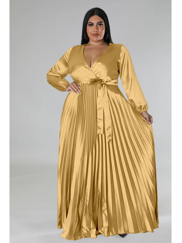 Plus Size Pleated Dresses Sexy V Neck Full Sleeves Black A Line Long Casual Outfits Birthday Cocktail Party Gowns for Women 4XL
Plus Size Pleated Dresses Sexy V Neck Full Sleeves Black A Line Long Casual Outfits Birthday Cocktail Party Gowns for Women 4XL