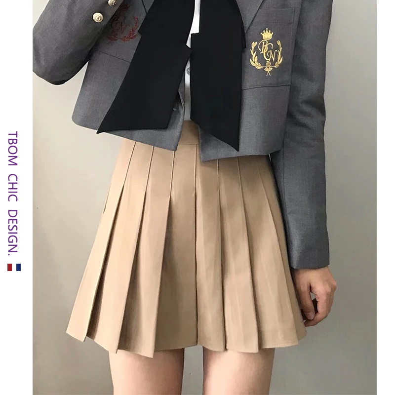 Autumn and winter khaki suit material pleated skirt anti-glare high waist A-line skirt spring and summer TB skirt
Autumn and winter khaki suit material pleated skirt anti-glare high waist A-line skirt spring and summer TB skirt