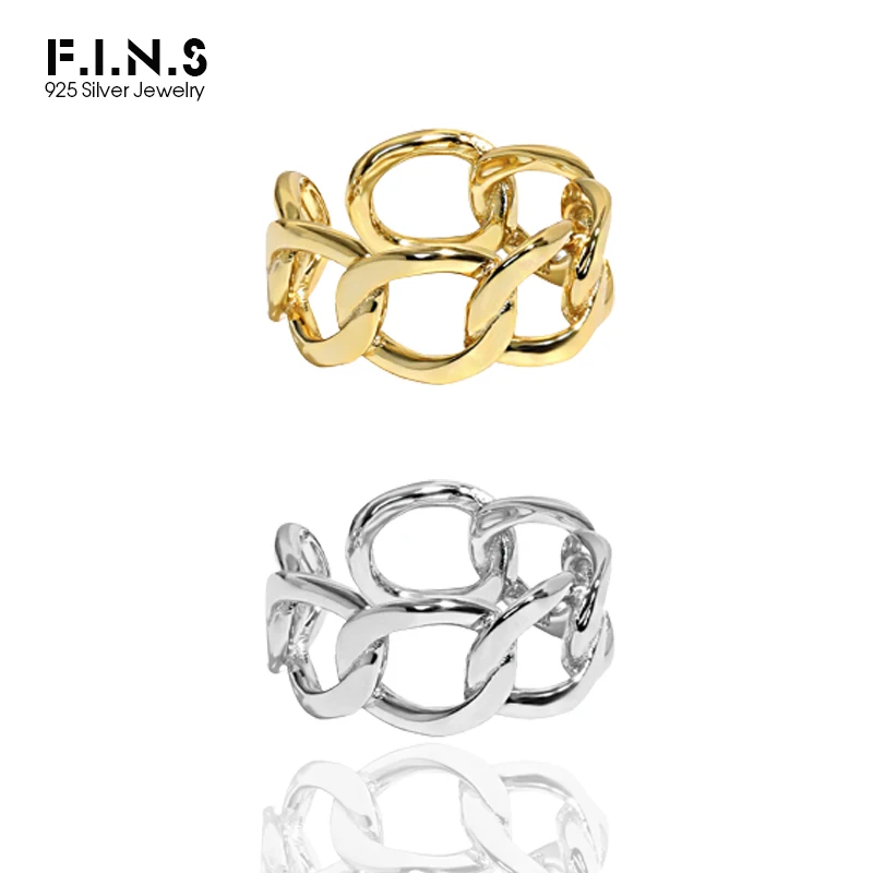 F.I.N.S Classic Wide Chain Authentic S925 Sterling Silver Open Finger Ring Female Link Hollow Silver Ring 925 Fine Jewelry
F.I.N.S Classic Wide Chain Authentic S925 Sterling Silver Open Finger Ring Female Link Hollow Silver Ring 925 Fine Jewelry
