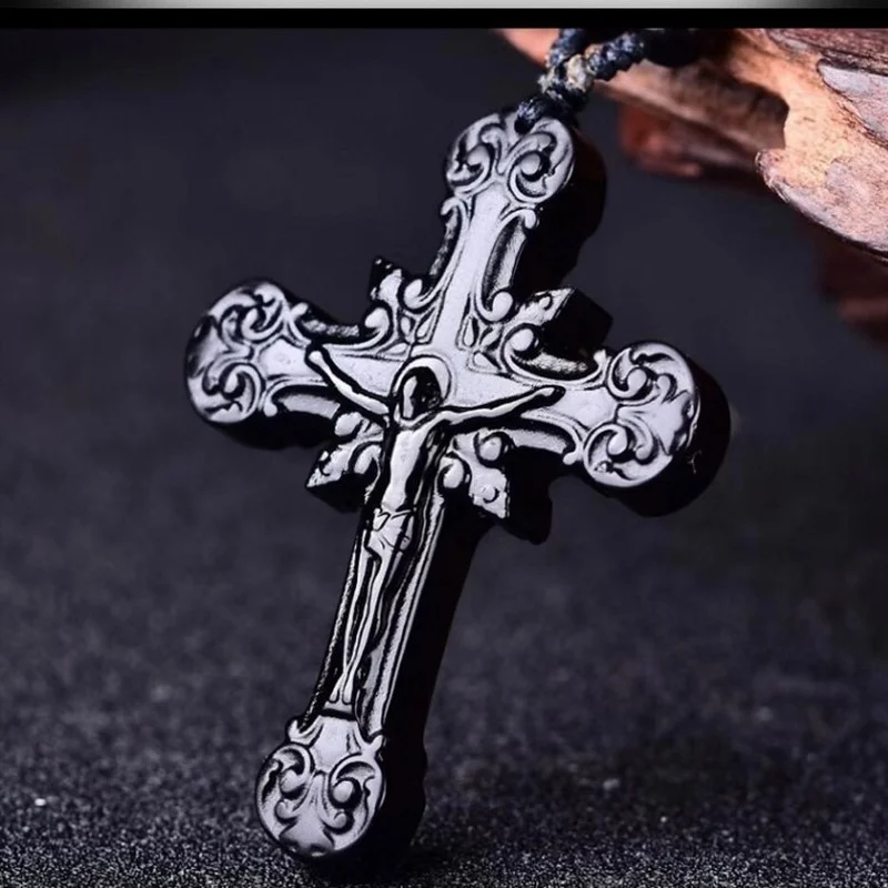 China Natural Black Obsidian Hand Carved Cross Pendant Fashion Boutique Jewelry Men and Women Necklace Gift
China Natural Black Obsidian Hand Carved Cross Pendant Fashion Boutique Jewelry Men and Women Necklace Gift