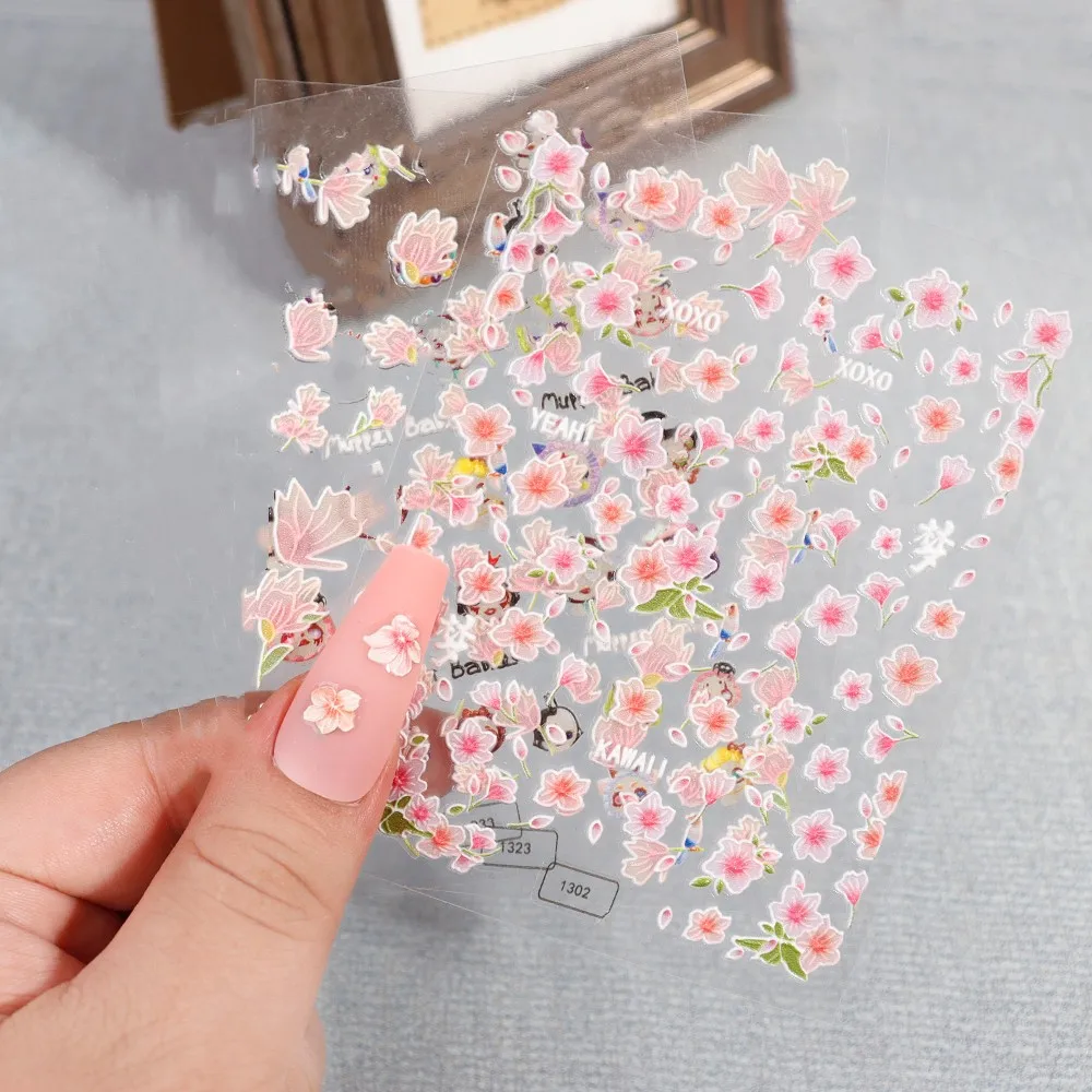 5D Nail Stickers Pink Flowers Decor Acrylic Embossed Sliders Nail Decals Cherry Blossom Manicure Self Adhesive Decal Decor NKS18
5D Nail Stickers Pink Flowers Decor Acrylic Embossed Sliders Nail Decals Cherry Blossom Manicure Self Adhesive Decal Decor NKS18