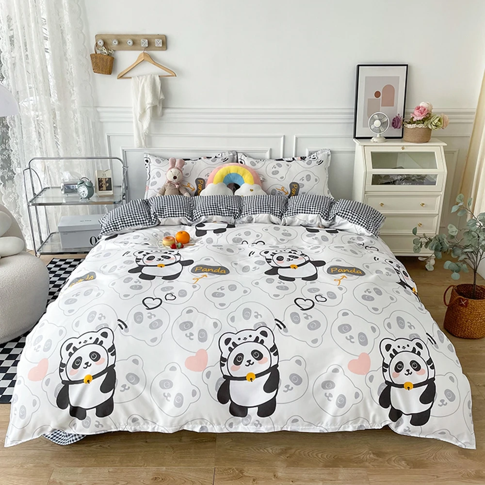 

Evich Bedding Set of 3Pcs Cute Panda Series Pillowcase and Quilt Cover Multi Size High Quality Four Seasons Home Textile