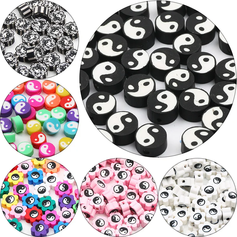 

Tai Chi Pattern Polymer Clay Beads Loose Spacer Beads For DIY Jewelry Making Crafts Handmade Necklace Bracelet Charm Accessories