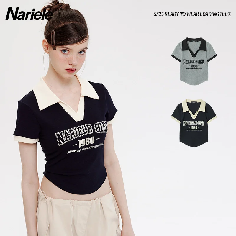 Befree American Summer 2023 Letter Embroidery Short Top Women's Polo Neck Slim Short Sleeve T-shirt
Befree American Summer 2023 Letter Embroidery Short Top Women's Polo Neck Slim Short Sleeve T-shirt
