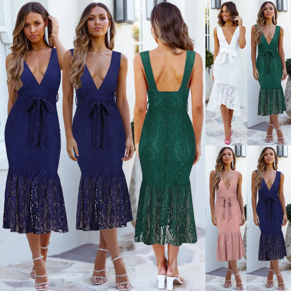 Beach Dress Sexy Lace V-neck Sleeveless Suspender Skirt vestidos de verano mujer 2022 Spring Summer New Large Size Women Dress
Beach Dress Sexy Lace V-neck Sleeveless Suspender Skirt vestidos de verano mujer 2022 Spring Summer New Large Size Women Dress