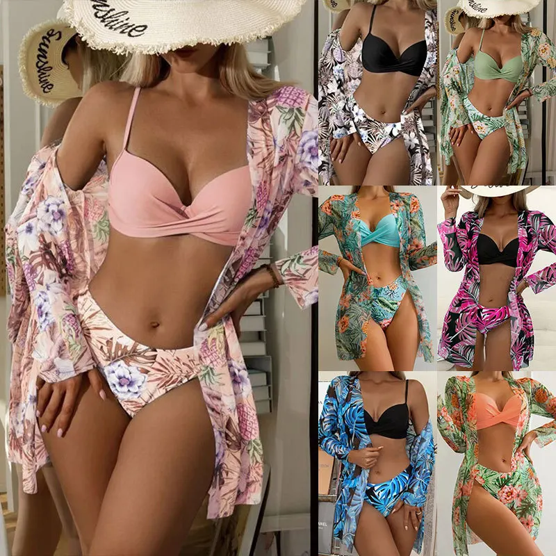 Printed bikini suit Women's low-waist cover-up swimsuit shawl three-piece split swimsuit beach multi-color sexy swimsuit suit
Printed bikini suit Women's low-waist cover-up swimsuit shawl three-piece split swimsuit beach multi-color sexy swimsuit suit