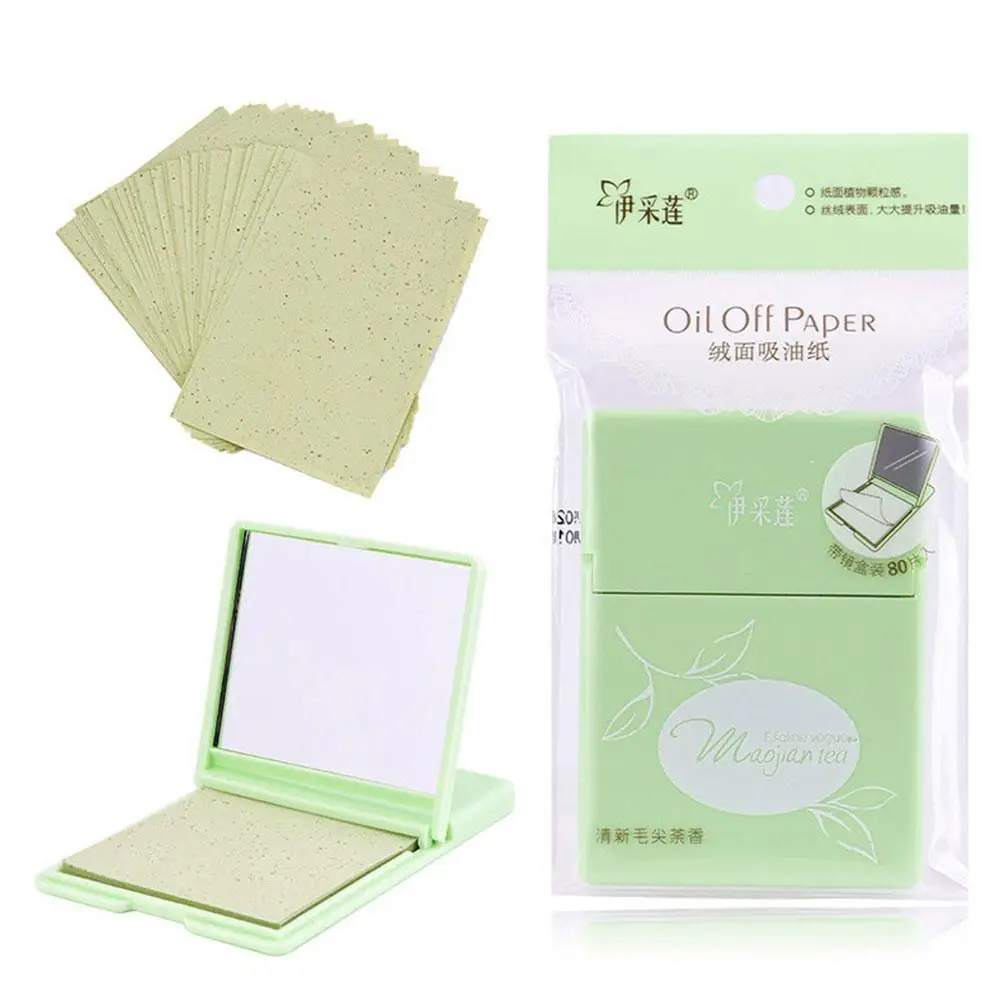 

80 Sheets Women Face Oil Absorbing Paper With Mirror Case Beauty Woman Facial Care Paper Absorbs Facial Fat Beauty Health