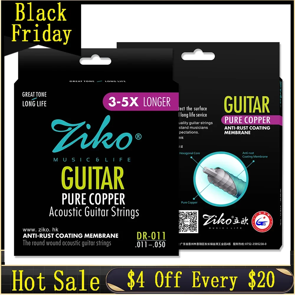 ZIKO DR-011 Acoustic Guitar Strings Hexagon Alloy Wire Pure Copper Wound Anti-Rust Coating Acoustic Guitar Strings Accessories
ZIKO DR-011 Acoustic Guitar Strings Hexagon Alloy Wire Pure Copper Wound Anti-Rust Coating Acoustic Guitar Strings Accessories