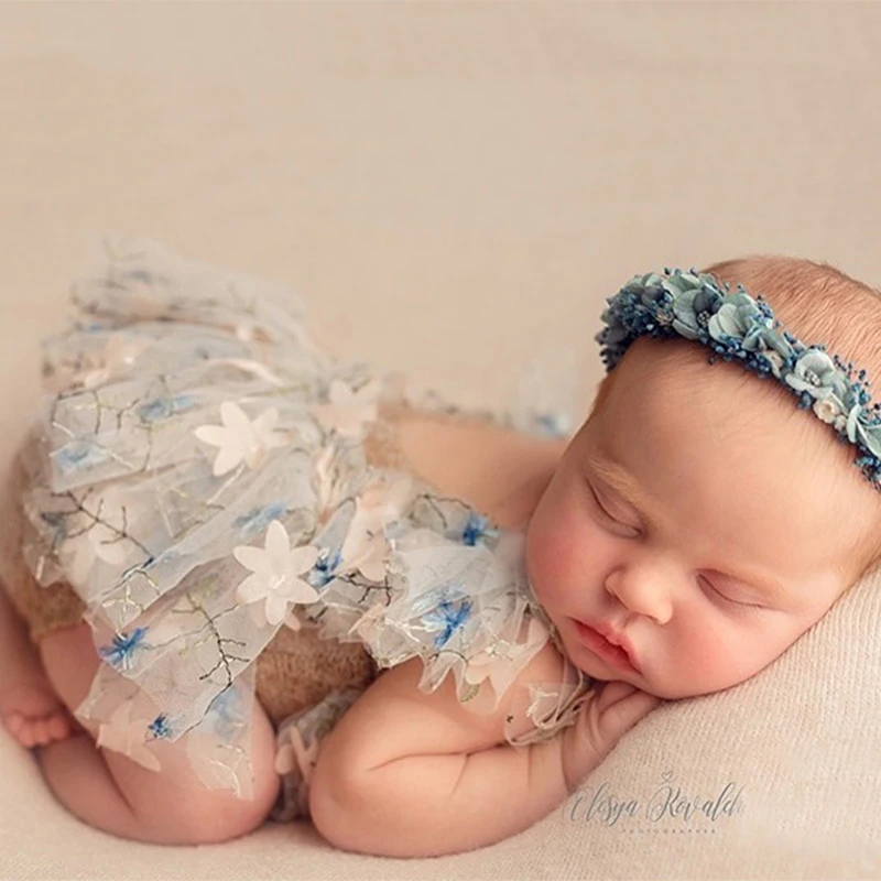 

Newborn Photography Outfit Baby Headwear Lace Clothes Set for Photo Shoot Girl Dress Skirt Jumpsuit Photobooth Props Accessorie