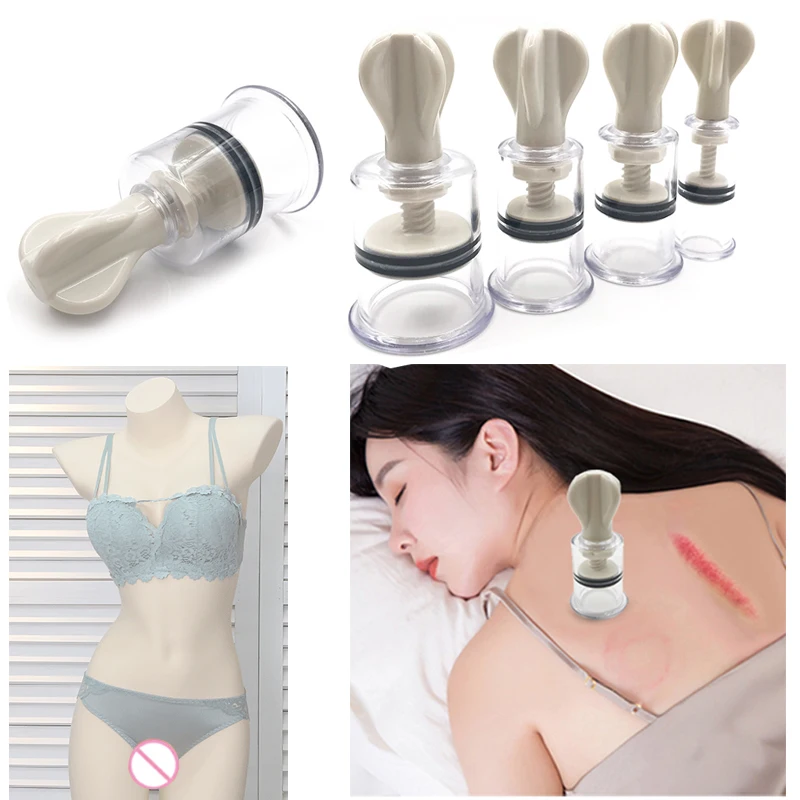 

4 Size Rotating Handle Vacuum Body Massage Cans Suction Enhancer Anti Cellulite Acupuncture Vacuum Cupping Cups Nipple Enlarger